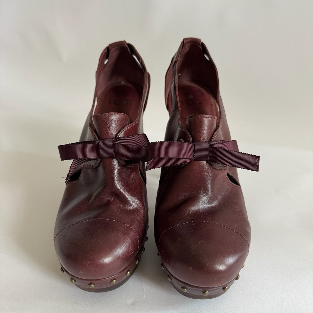 Ugg‎ Womens Celestina Maroon Platform Bow Studded 10 Steampunk Clogs Academia